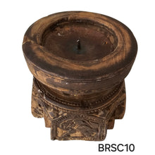 Load image into Gallery viewer, Carved Vintage Indian Bijani Seeder Candle Holders (Assorted)