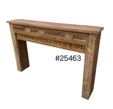 Load image into Gallery viewer, Natural Slimline Vintage Indian Carved Console Hall Table