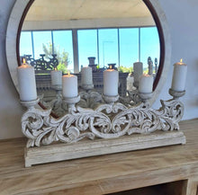 Load image into Gallery viewer, 5 Pillar Carved Candelabra Centrepiece