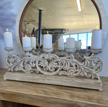 Load image into Gallery viewer, 5 Pillar Carved Candelabra Centrepiece