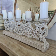 Load image into Gallery viewer, 5 Pillar Carved Candelabra Centrepiece
