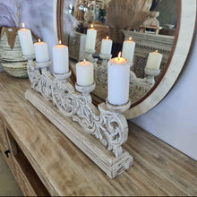 Load image into Gallery viewer, 5 Pillar Carved Candelabra Centrepiece