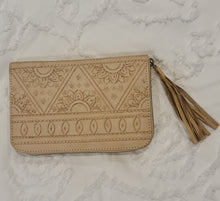 Load image into Gallery viewer, 100% leather hand tooled boho sunflower wallet