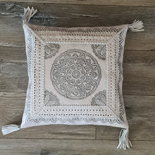 Load image into Gallery viewer, Bohemian Dreaming White Leather Mandala Cushion Cover