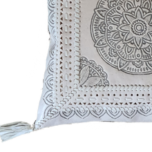 Load image into Gallery viewer, Bohemian Dreaming White Leather Mandala Cushion Cover