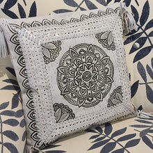 Load image into Gallery viewer, Bohemian Dreaming Soft Grey Leather Mandala Cushion Cover