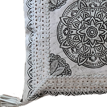 Load image into Gallery viewer, Bohemian Dreaming Soft Grey Leather Mandala Cushion Cover