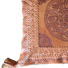 Load image into Gallery viewer, Bohemian Dreaming Tan Leather Mandala Cushion Cover
