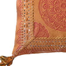 Load image into Gallery viewer, Bohemian Dreaming Burnt Orange Leather Mandala Cushion Cover
