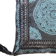 Load image into Gallery viewer, Bohemian Dreaming Black Leather Mandala Cushion Cover