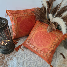Load image into Gallery viewer, Bohemian Dreaming Burnt Orange Leather Mandala Cushion Cover