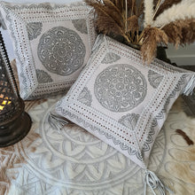 Load image into Gallery viewer, Bohemian Dreaming White Leather Mandala Cushion Cover