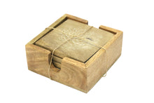 Load image into Gallery viewer, Tree Of Life Coasters In Caddy (set of 4)