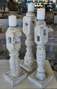 Trio of Vintage Charpoi Candle Stands