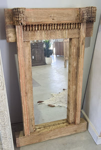 Hand Carved Vintage Indian Window Frame Mirror