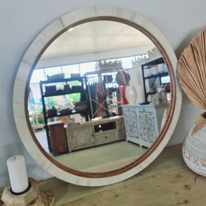 Timber & Bone Inlay Circular Mirror