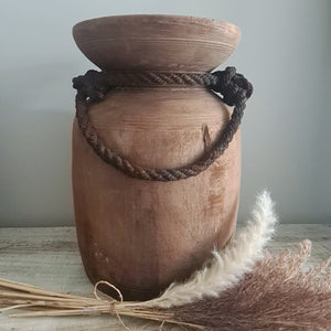 Tall Vintage Indian Wooden Pot VMP03