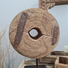 Load image into Gallery viewer, Indian Antique Wooden Wheel On Stand #1
