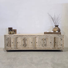Load image into Gallery viewer, Hand-Carved Entertainment Media Console Unit - Bleached
