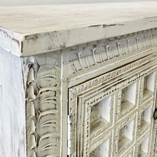 Load image into Gallery viewer, Hand-carved 3 Door Vintage Indian Console Table Cabinet
