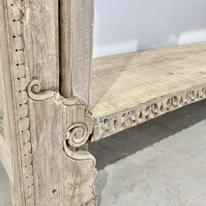Vintage Indian Carved Console Hall Table With Shelf