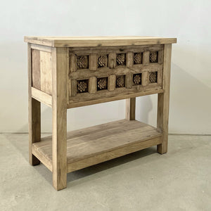 Hand-carved Vintage Indian Console Table Storage Cabinet