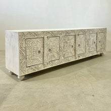 Load image into Gallery viewer, Hand-Carved Entertainment Media Console Unit - White
