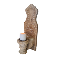 Load image into Gallery viewer, Carved Vintage Indian Sconce Candle Holder
