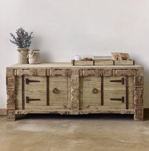 Load image into Gallery viewer, Vintage 2 Door Low Sideboard - Entertainment Media Unit - Bleached
