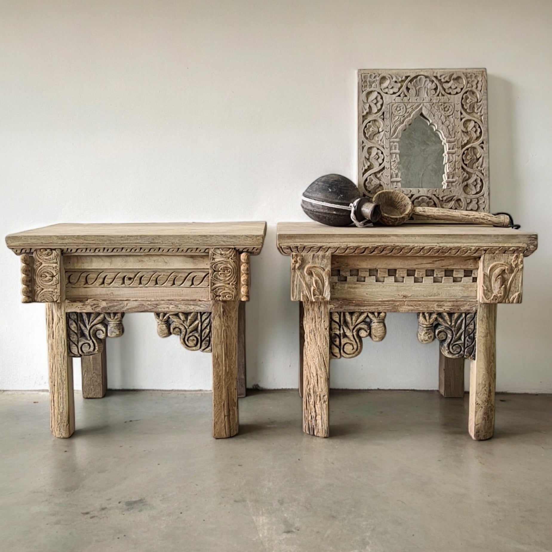 Vintage Indian Side Tables - Pair – Boho Temple
