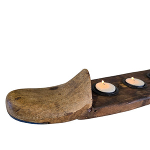 Carved Indian 4 Tealight Candle Boat