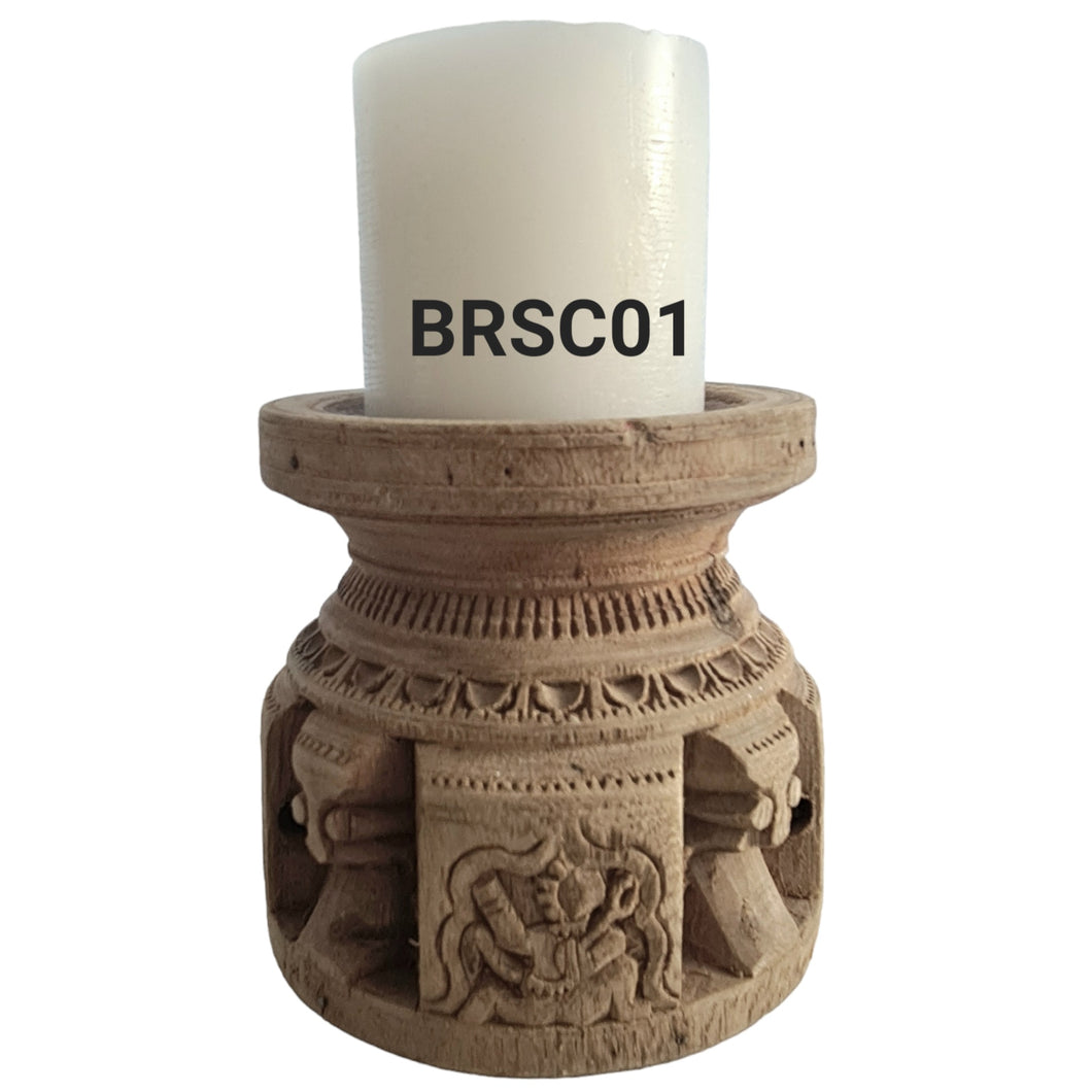 Carved Vintage Indian Bijani Seeder Candle Holder