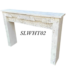 Load image into Gallery viewer, White Slimline Vintage Indian Carved Console Hall Table
