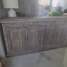 Load and play video in Gallery viewer, SECONDS - Solid four door sideboard with vintage carved panel
