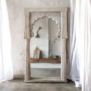 Vintage Indian Jharokha Mirror #19034 - White