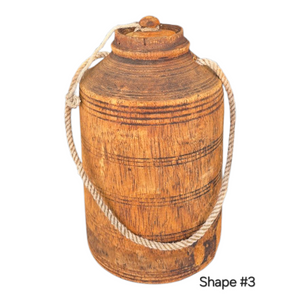 Vintage Nepalese Lidded Pots With Rope