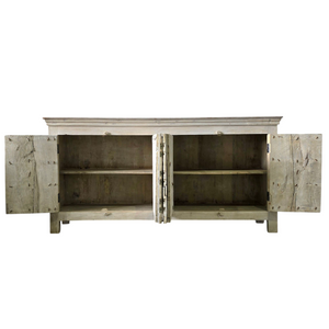 Vintage Indian Old Door Whitewash Sideboard #40097
