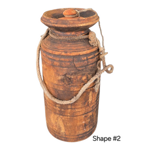 Vintage Nepalese Lidded Pots With Rope