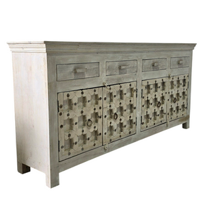 Vintage Old Door Buffet Cabinet With 4 Drawers #54077