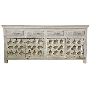 Vintage Old Door Buffet Cabinet With 4 Drawers #54077