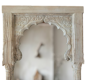 Vintage Indian Jharokha Mirror #19034 - White