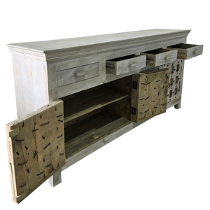 Vintage Old Door Buffet Cabinet With 4 Drawers #54077