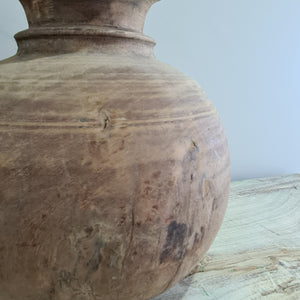Large Vintage Indian Wooden Pot