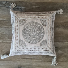 Load image into Gallery viewer, Bohemian Dreaming White Leather Mandala Cushion Cover
