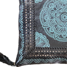 Load image into Gallery viewer, Bohemian Dreaming Black Leather Mandala Cushion Cover
