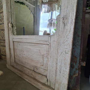 White Vintage Indian Window Frame Mirror