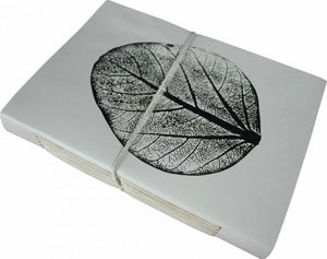 Leather Bound Notebook With Silver Embossed Leaf